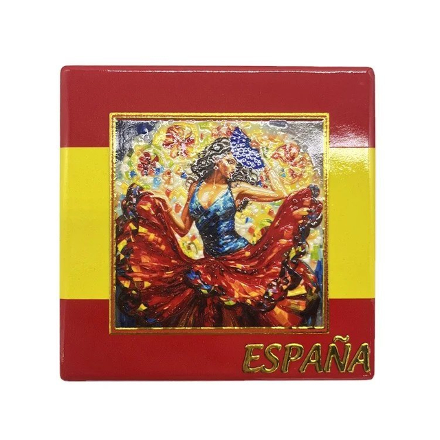 Wholesale Custom Espana Spain Souvenir Mosaic Coaster Ceramic Coffee Table Cork Coaster Set
