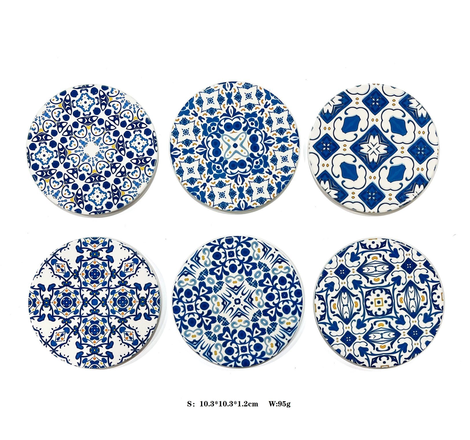 Wholesale Custom Printing Square Round Souvenir Portugal Blue and White Porcelain Coaster