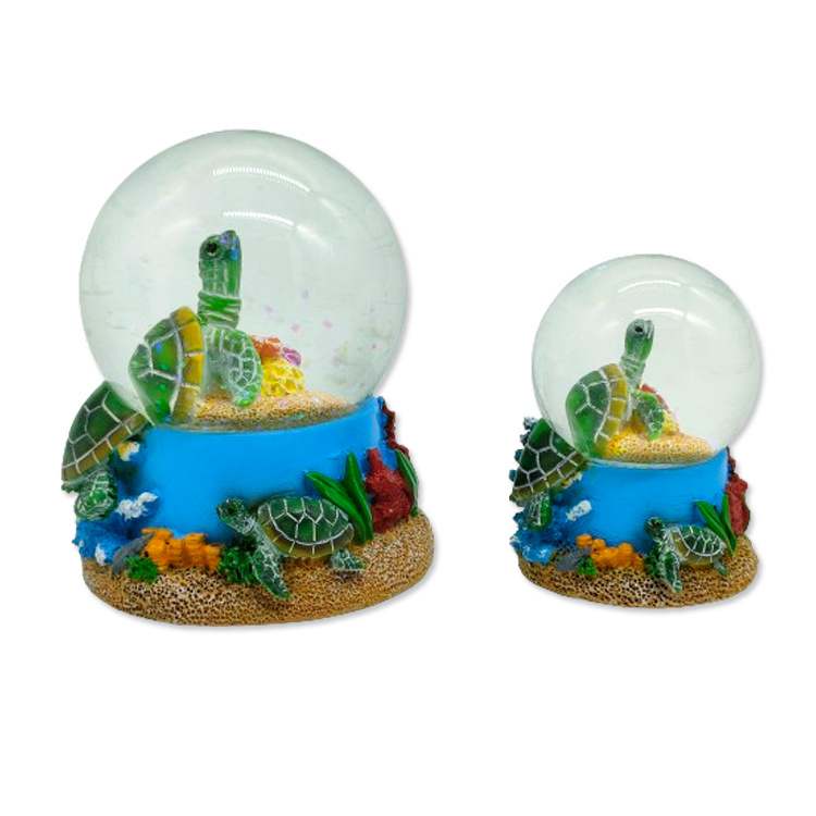 Custom Logo Resin Turtle Water Globe Beach Souvenir Snow Globe with Turtle