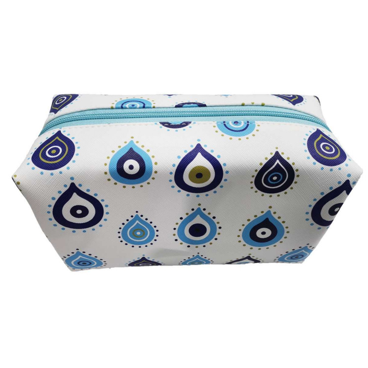 Custom Logo Printing PU Leather Travel Souvenir Gift Waterproof Evil Eye Makeup Bag