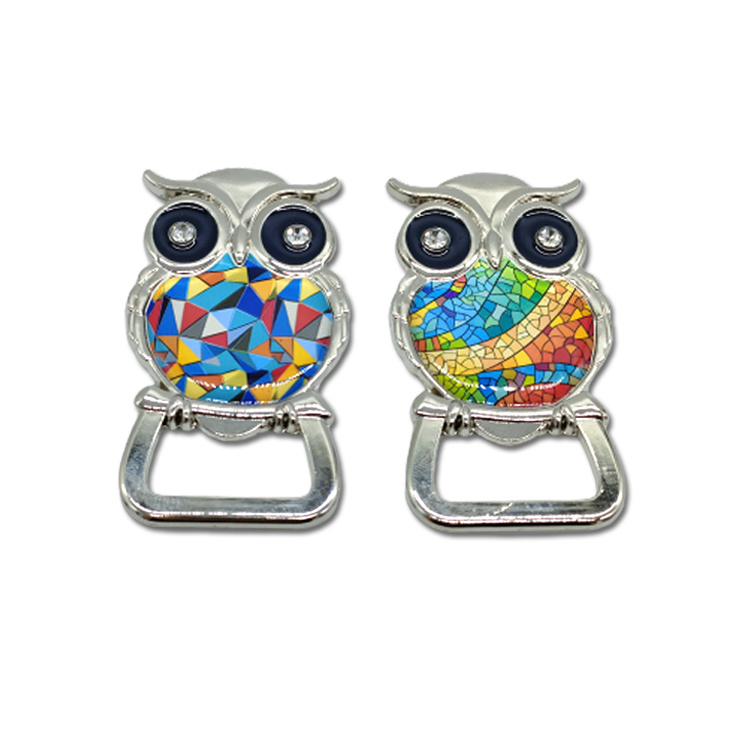 Custom Logo Metal Tourist Souvenir Smart Rhinestone Owl Key Chains Bird Owl Keychain