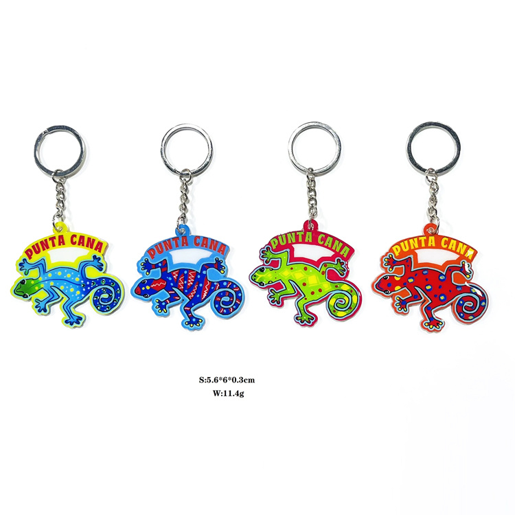 Custom Double Sided Printing Epoxy Acrylic Beach Flamingo Bahamas Souvenir Keychain