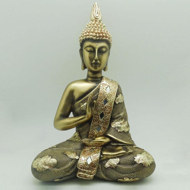 Handmade Polyresin Craft Buddha Figurine Resin Gold Buddha Statue Home Decoration