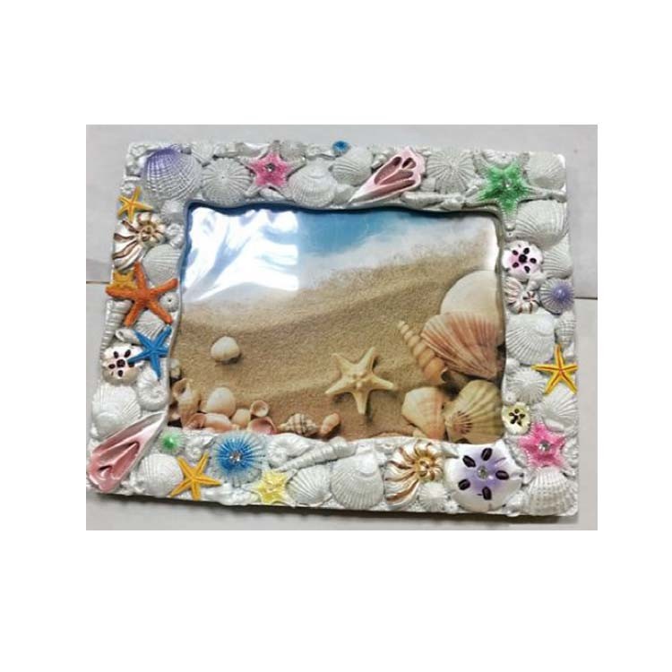 Custom Logo Tourist Souvenir Beach Polyresin Resin Picture Photo Frame with Seashell