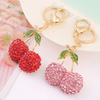 Wholesale Metal Woman Bag Pendant Diamond Rhinestone Crystal Fruit Cherry Key Chain Cherry Keychain