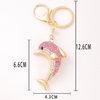 Wholesale Metal Ocean Series Beach Souvenir Keychain Dolphin Rhinestone Key Chain