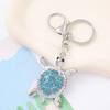 Wholesale Metal Ocean Series Beach Souvenir Rhinestone Turtle Keychain Turtle Key Chain