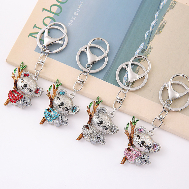 Wholesale Metal Women Handbag Pendant Cute Animal Rhinestone Australia Souvenir Koala Keyring Koala Keychain