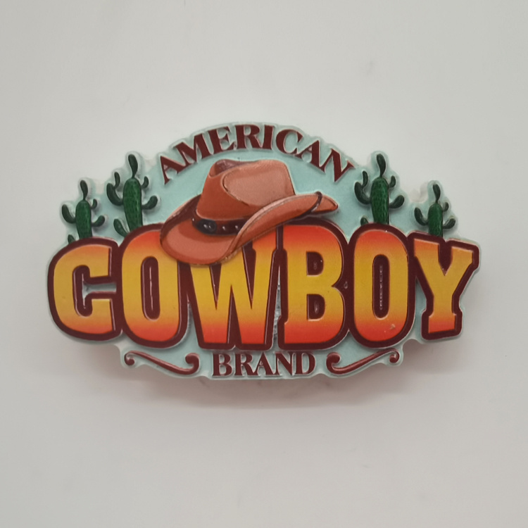 Custom Resin Printed Wild West Cowboy Design Texas Souvenir Fridge Magnet