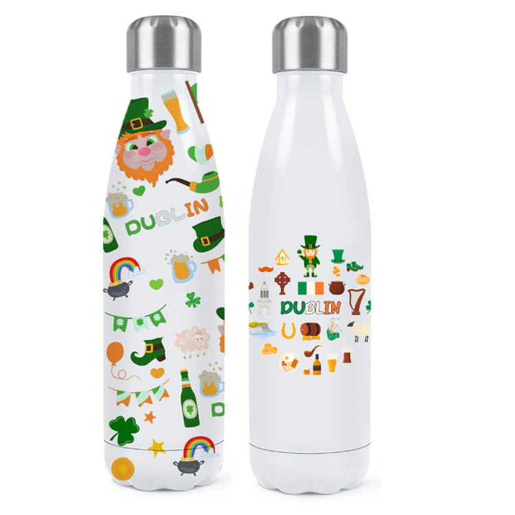 Custom Logo St. Patrick's Day Tourist Souvenir Gift Ireland Irish Stainless Steel Tumbler Drink Bottle Dublin Water Bottle