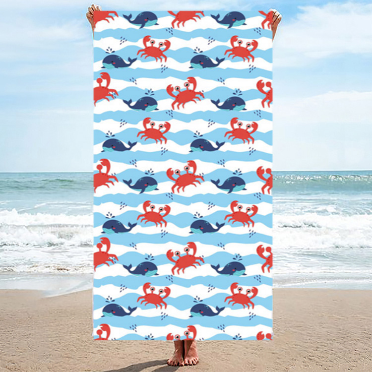 Custom logo Print extra Large Microfiber Tropical Turtles Beach Towel