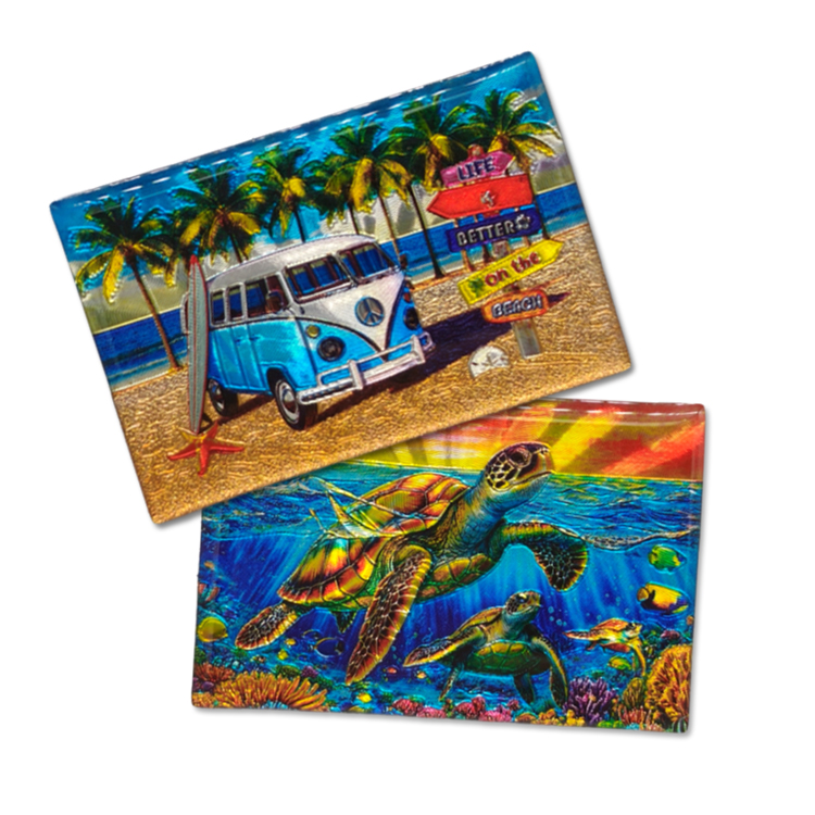 Factory Customized Logo Travel Gift Epoxy Wooden Palm Tree Beach Turtle Cayman Islands Souvenir Fridge Magnet