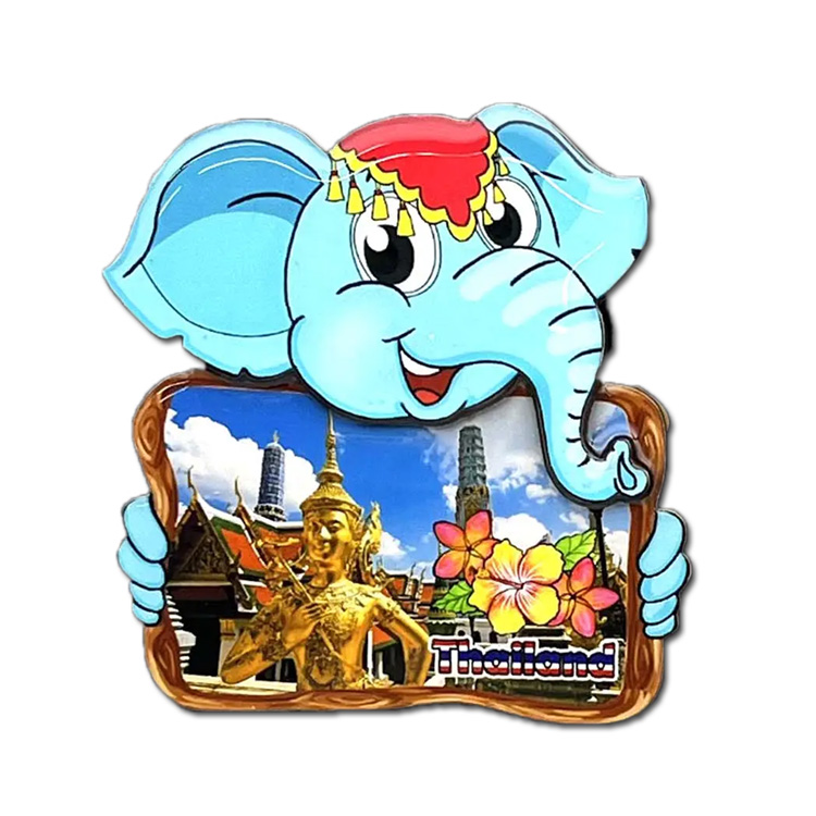 Factory Custom MDF Wooden Thailand Elephant Refrigerator Magnets Phuket Chiang Mai Bangkok Thailand Souvenir Fridge Magnet