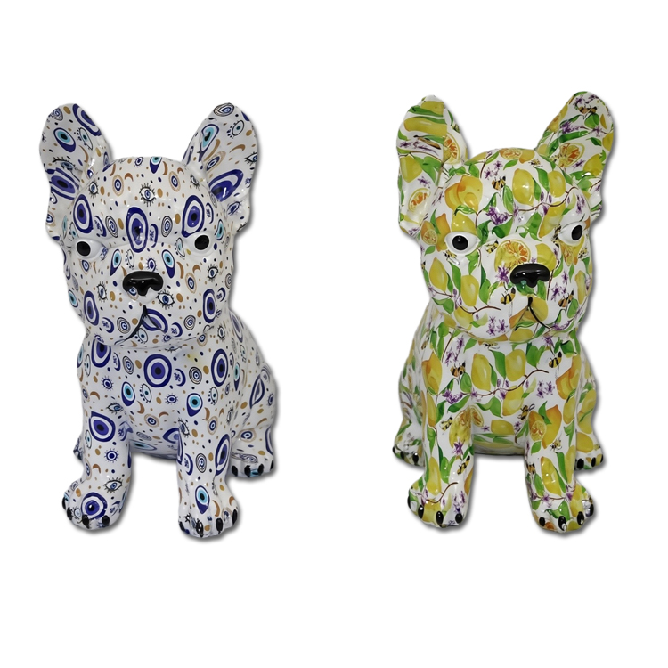Wholesale Custom Home Living Room TV Cabinet Decor Colorful Dog Figurine Resin Bulldog Statue