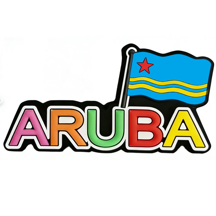Customized Logo Personalised 3D Rubber Flag Aruba Souvenir Soft PVC Fridge Magnet