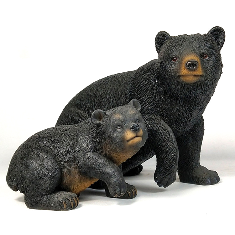 Resin Animal Figurine Black Bear Statue for Home Garden Decor