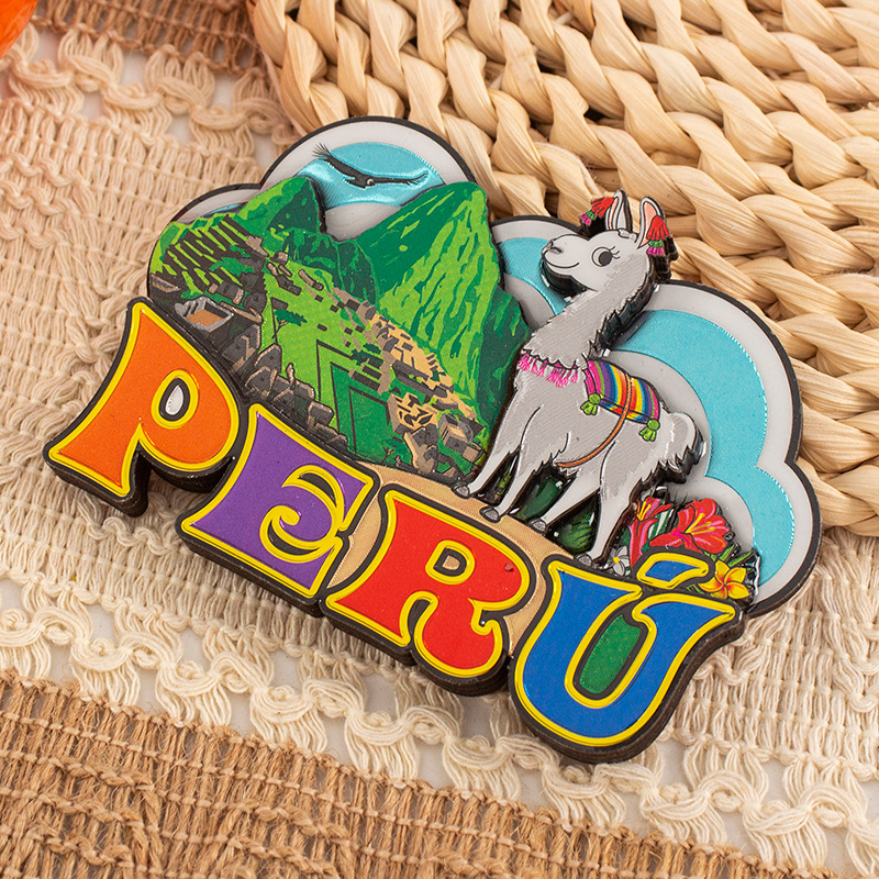 Custom Logo Epoxy MDF Wood Valparaíso Lima Cusco Souvenir Magnet Chile Souvenir Fridge Magnet