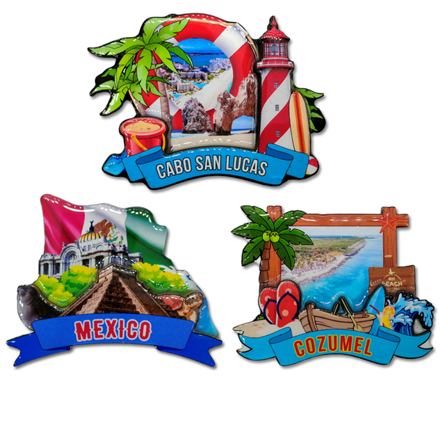 Custom Logo MDF Wood Mexico City Beach Ixtapa Tulum Los Cabos Cabo San Lucas Souvenir Fridge Magnet