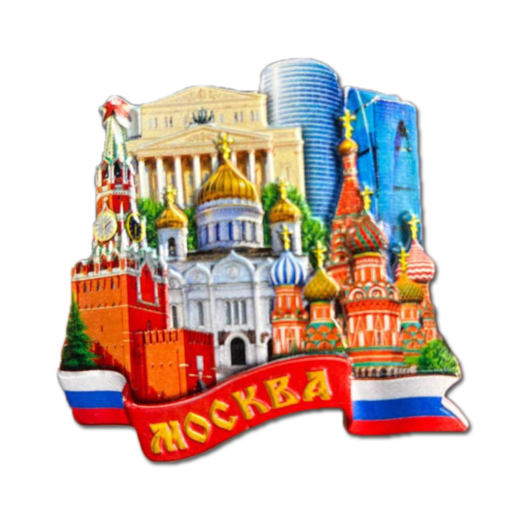 Factory Custom Logo Shaped Resin Printing Moscow Russian Russia Souvenir Fridge Magnet