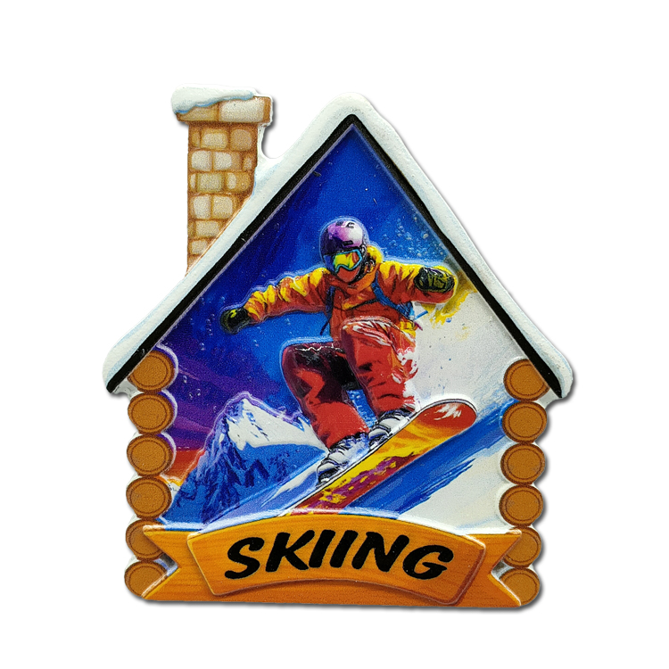 Custom Logo Resin European Skiing Gift Snow Mountain Andorra Souvenir Fridge Magnet