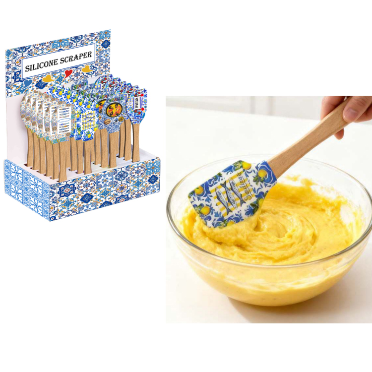 Customized Printed Silicon Spatula Kitchen Decor Portugal Gift Silicone Spatula with Wooden Handle