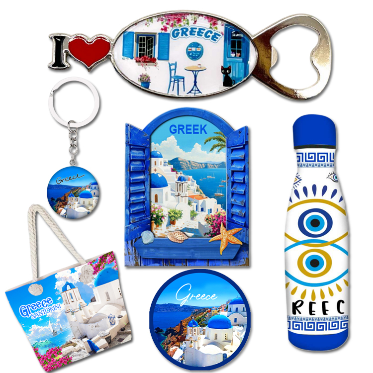 Custom Logo Resin Greek Island Halkidiki Rhodes Greece Souvenir Fridge Magnet