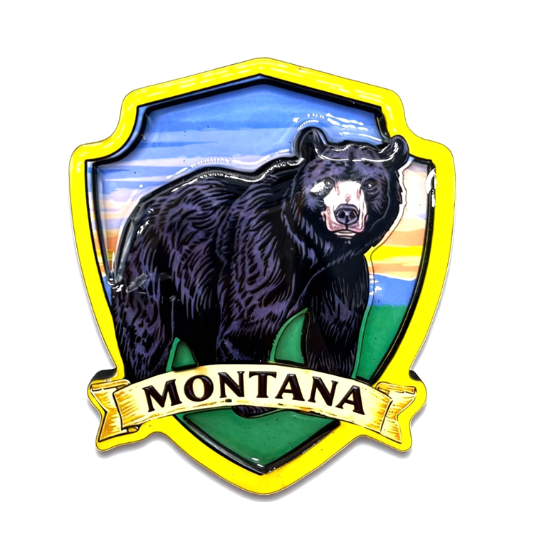 Customized Logo Wood Refrigerator Magnet Moose Black Bear Fridge Magnet Souvenir Montana Magnet