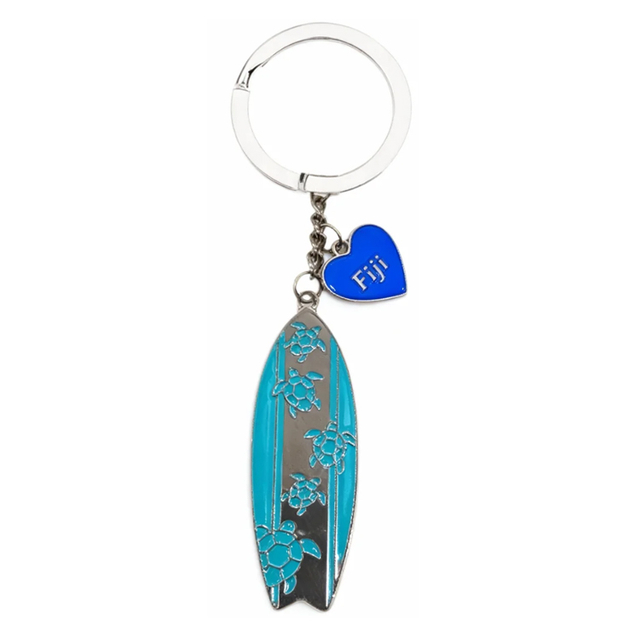Custom Logo Metal Gold Beach Island Surfboard Palau Fiji Souvenir Keychain
