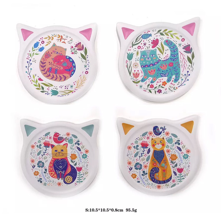 Custom Ceramic Animal Drink Coaster Set Unique Shape Cute Cat Dog Head Coasters