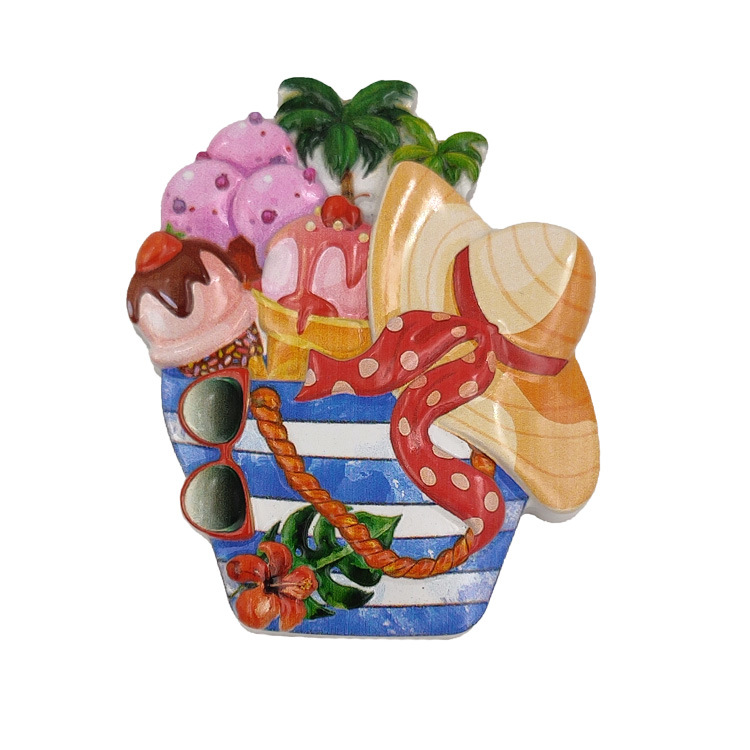 Coastal Beach Tourist Souvenir Resin Ice Cream Fridge Magnet