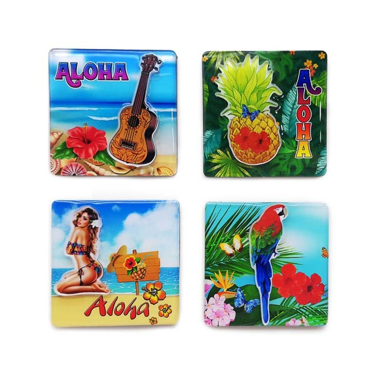 Factory Custom Beach Marine Life Souvenir Epoxy Magnet Hawaii Aloha Souvenir Fridge Magnet