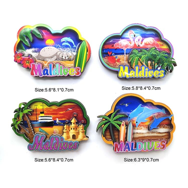 Customized Beach Souvenir Wood Coral Magnet Maldives Souvenir