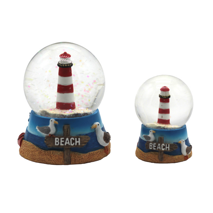 Customized Nautical Craft Resin Beach Lighthouse Snow Globe