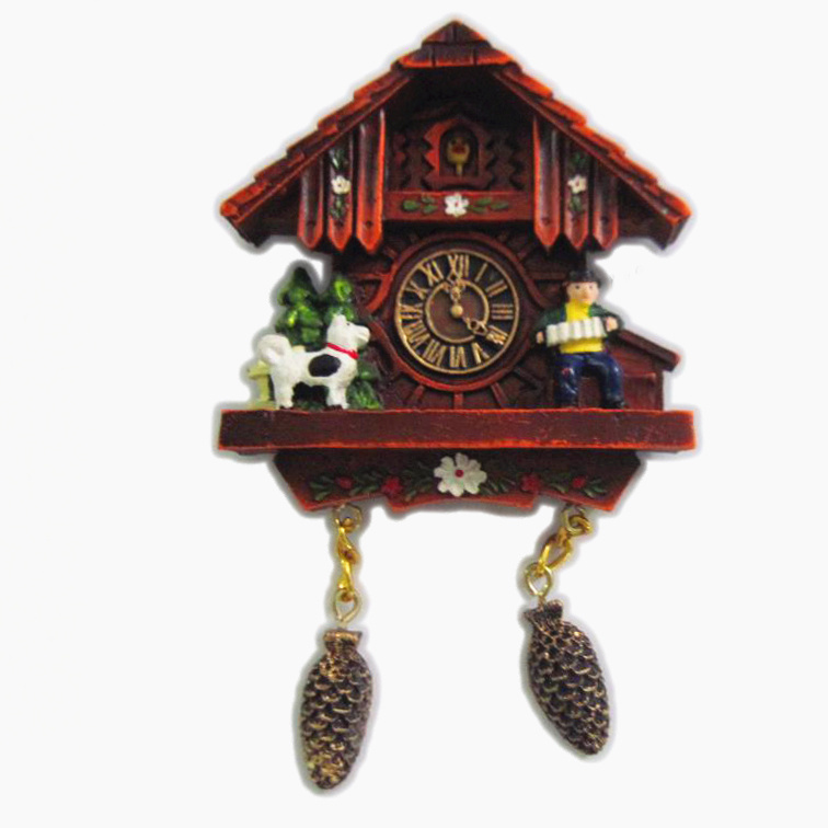 Resin Handmade Painted Austria Germany Cuckoo Clock Souvenir Fridge Magnet