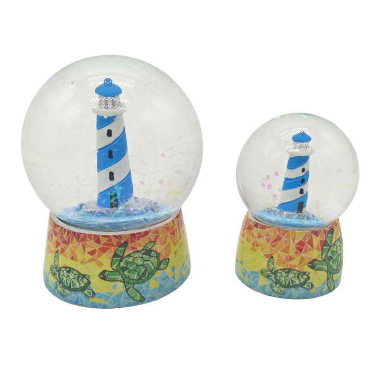 Custom Logo Beach Souvenir Mini Turtle Dolphin Snow Globe Ball Resin Craft