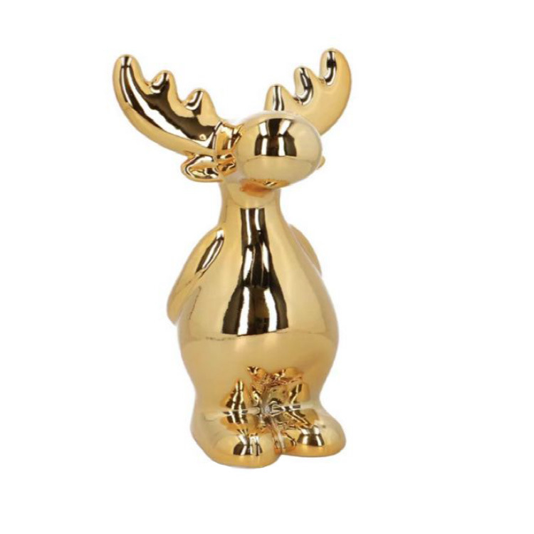 Factory Wholesale Electroplate Gold Christmas Deer Ceramic Christmas Decoration Elk