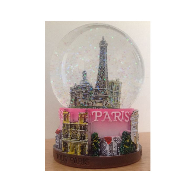 Custom Resin 3D Building Eiffel Tower Tourist Souvenir Paris France Snow Globe