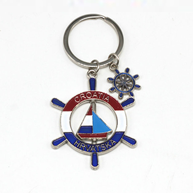 Custom Rudder Shape Metal Tourist Souvenir Croatia Keychain