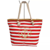 Customized Printd Logo Blue White Striped Nautical Anchor Beach Bags