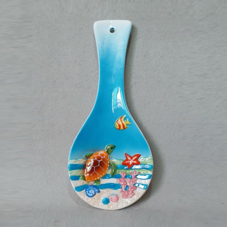 Wholesale Hand Painted Ocean Dolphin Beach Tourist Souvenir Porcelain Ashtray