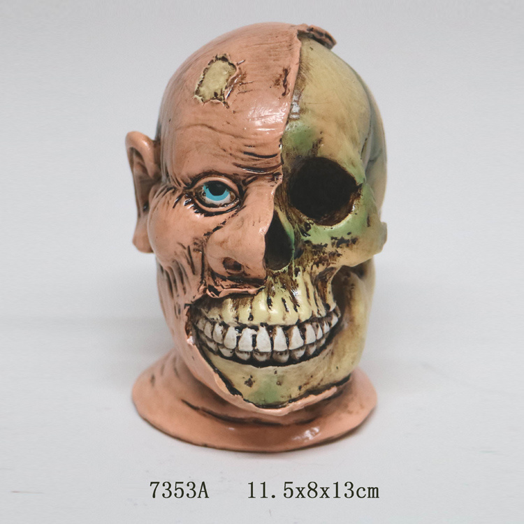 Wholesale Resin Skull Head Sculpture Halloween Craft Skull Head for Home Decoration