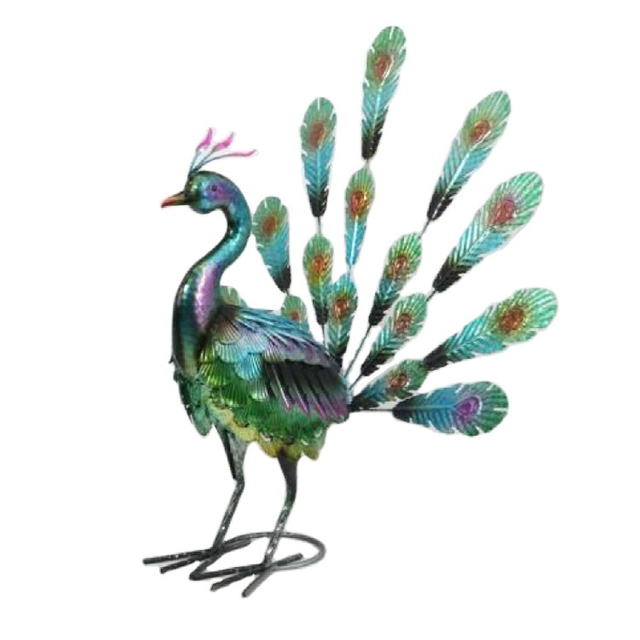 Outdoor Garden Yard Art Decoration Metal Peacock Ornament