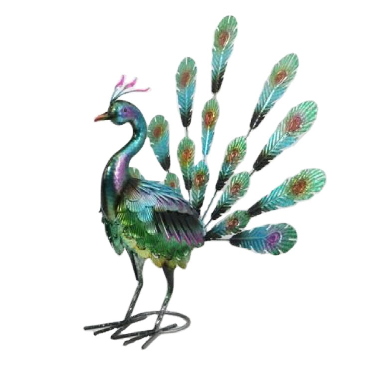 Outdoor Garden Yard Art Decoration Metal Peacock Ornament