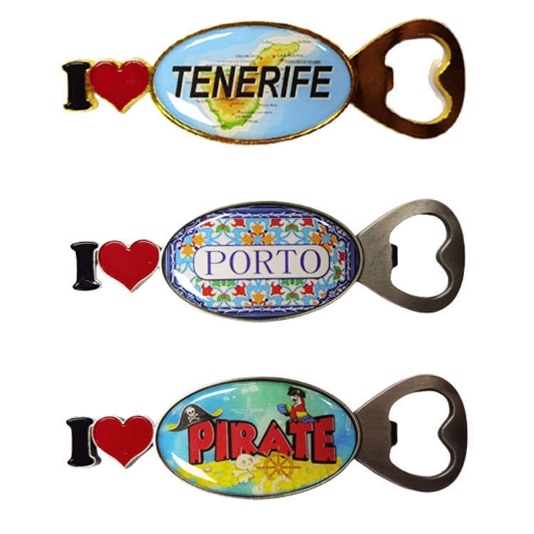 Custom Tourist Souvenir Metal Magnetic Bottle Opener for Refrigerator Decoration