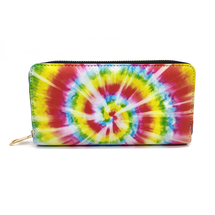 Tie Dye Leather Wallet Metal Clasp Rubber Coin Purse Custom