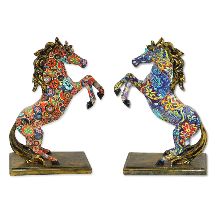 Water Transfer Printing Home Decor Animal Horse Figurine Resin Horse Figures