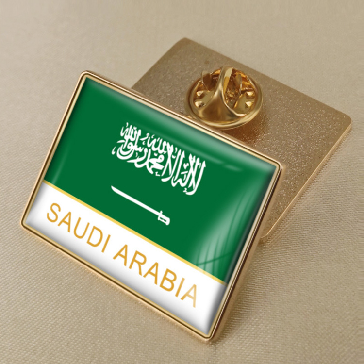 Custom Promotional Gift Israel Saudi Arabia Country Flag Lapel Pin Enamel Alloy Metal Souvenir Pin