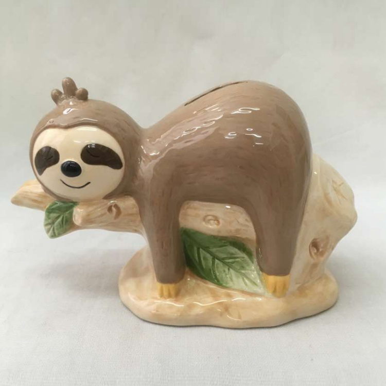 Wholesale Lucky Cute Animal Statue Ceramic Sloth Figurine