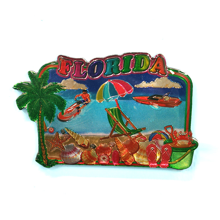 Custom Tourist Souvenir Beach MDF Epoxy Fridge Magnets Foil Wooden Magnet