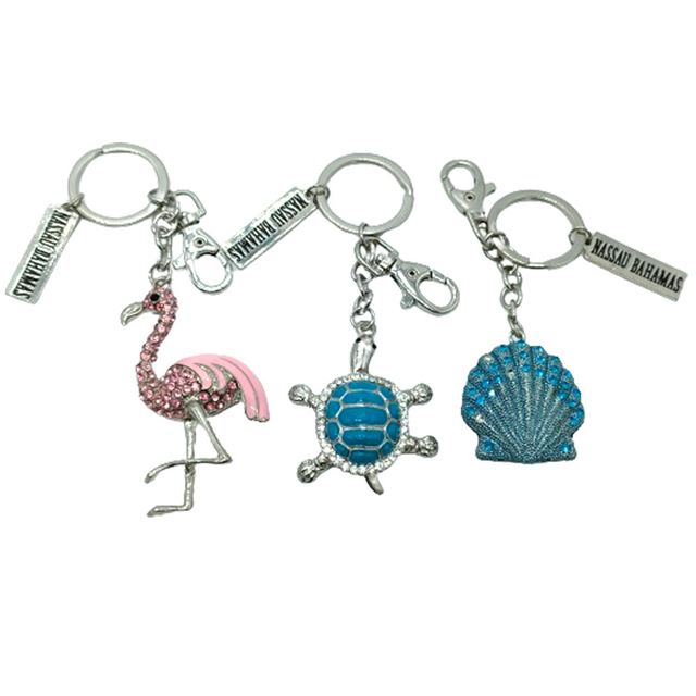 Customised Logo Rhinestone Metal Key Chain Beach Souvenir Sea Turtle Keychain